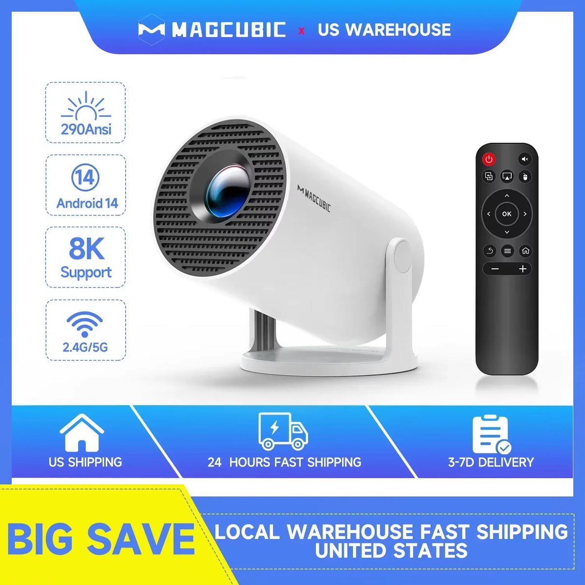 Magcubic Portable Home Projector With Bluetooth And 8K Support