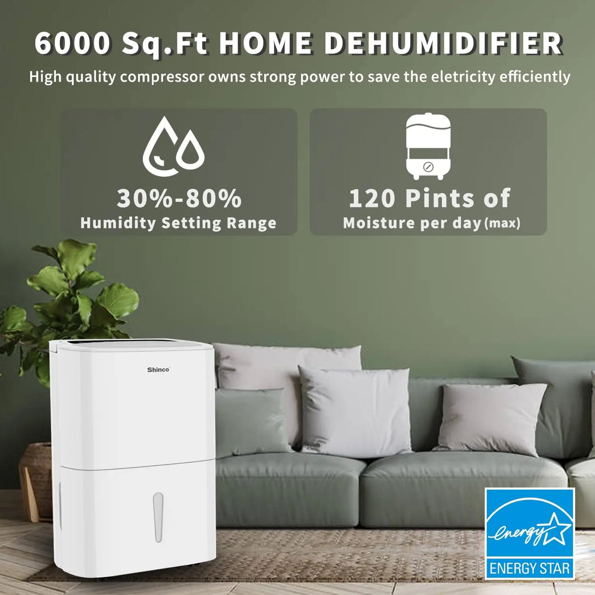 Shinco Energy Star Dehumidifier for Large Rooms and Basements