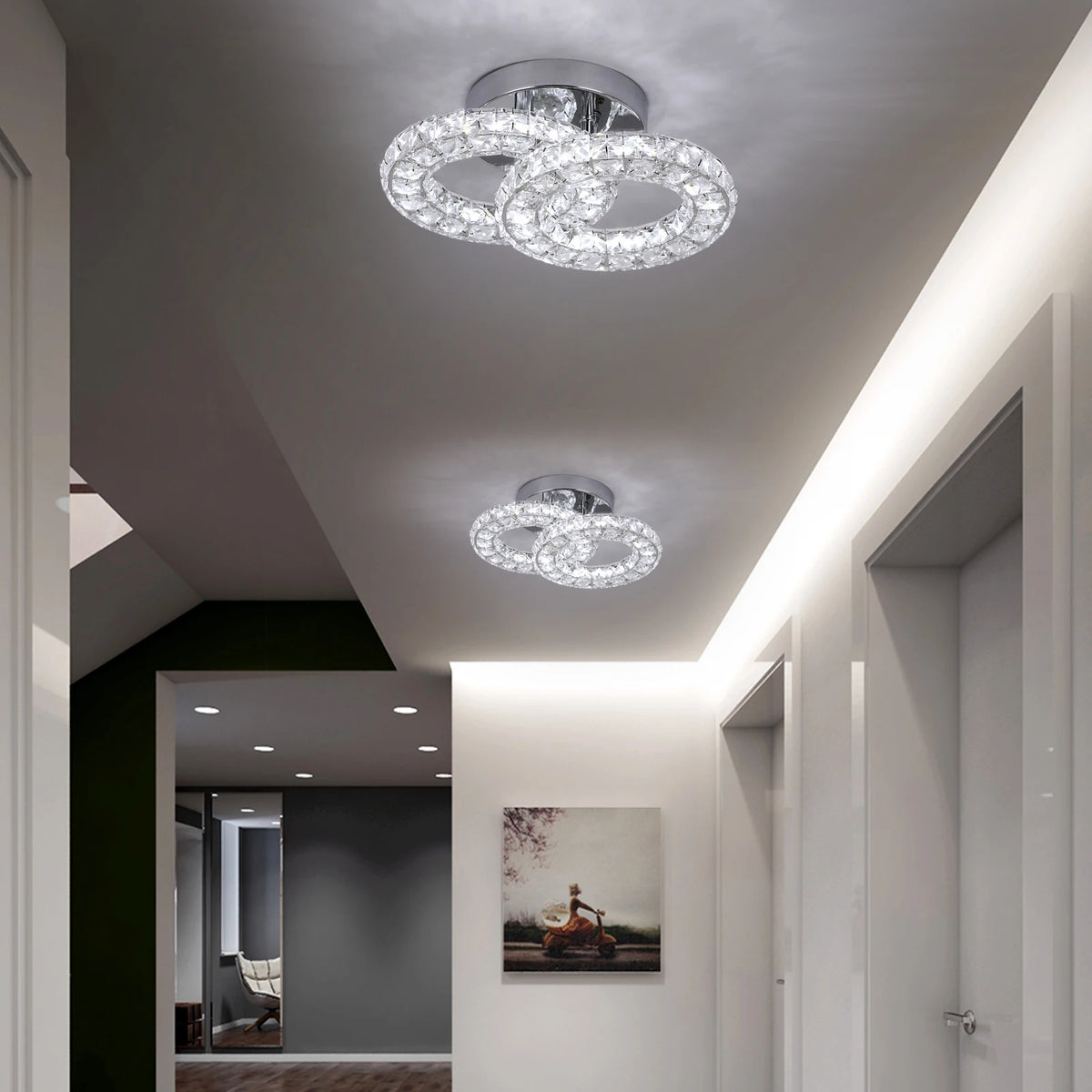 GreeLustr Modern Crystal LED Ceiling Chandelier for Home Lighting