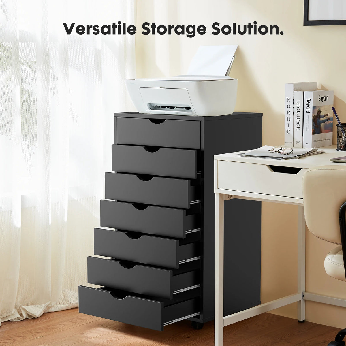 JHK 7 Drawer Mobile Storage Cabinet With Wheels For Home