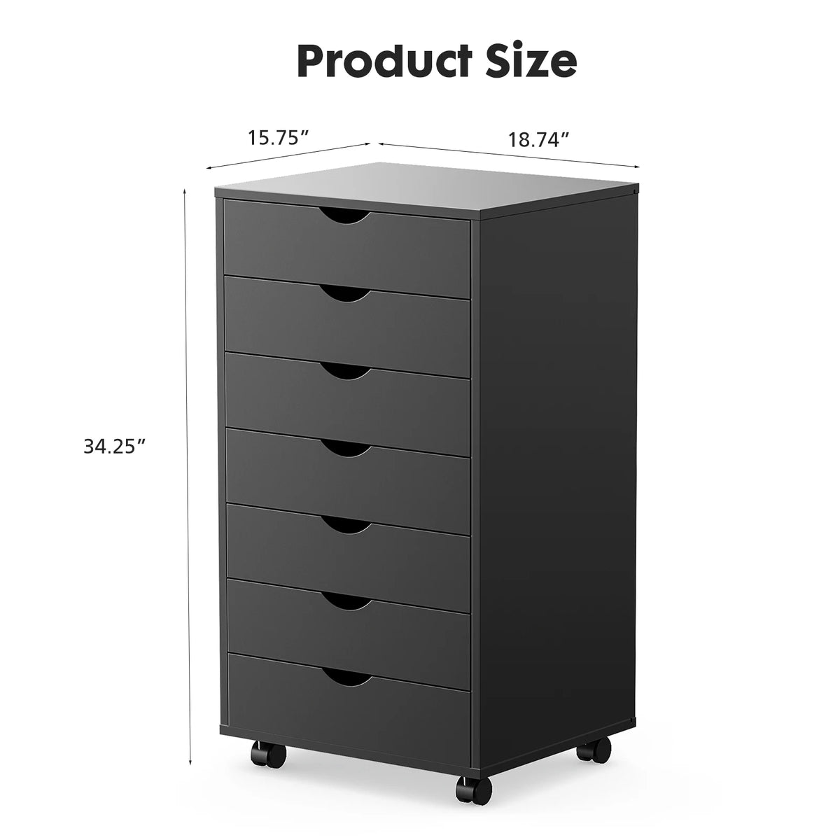 JHK 7 Drawer Mobile Storage Cabinet With Wheels For Home