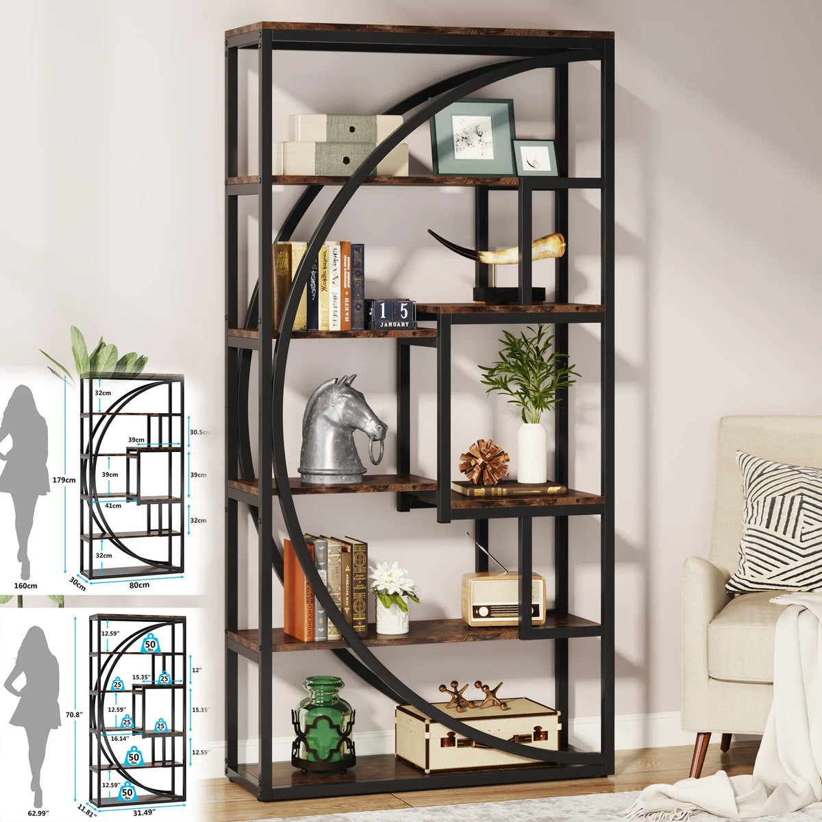 Tribesigns Industrial Freestanding Bookshelf Display And Storage Organizer