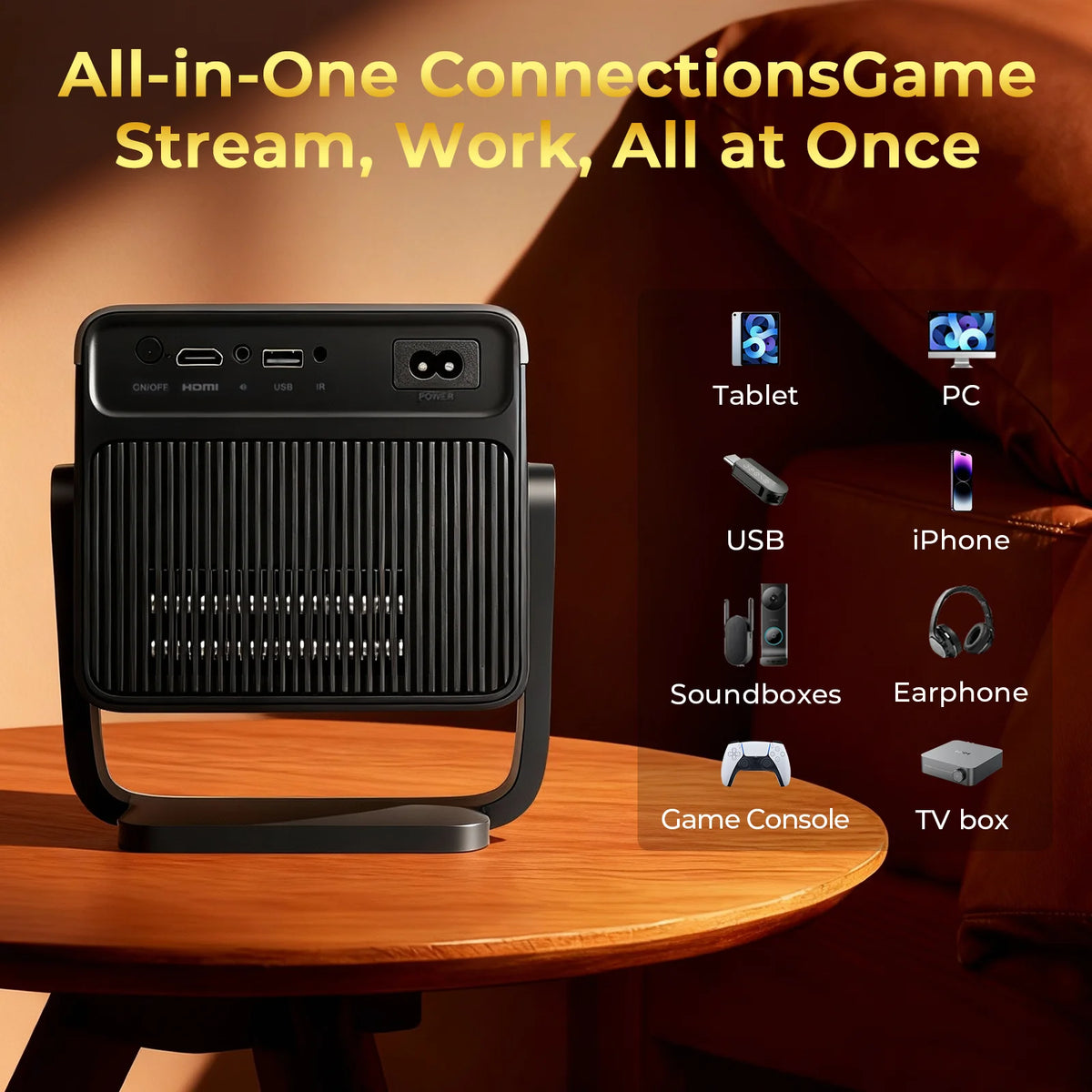 LynCast X7 Native 1080P Smart Projector With Auto Focus