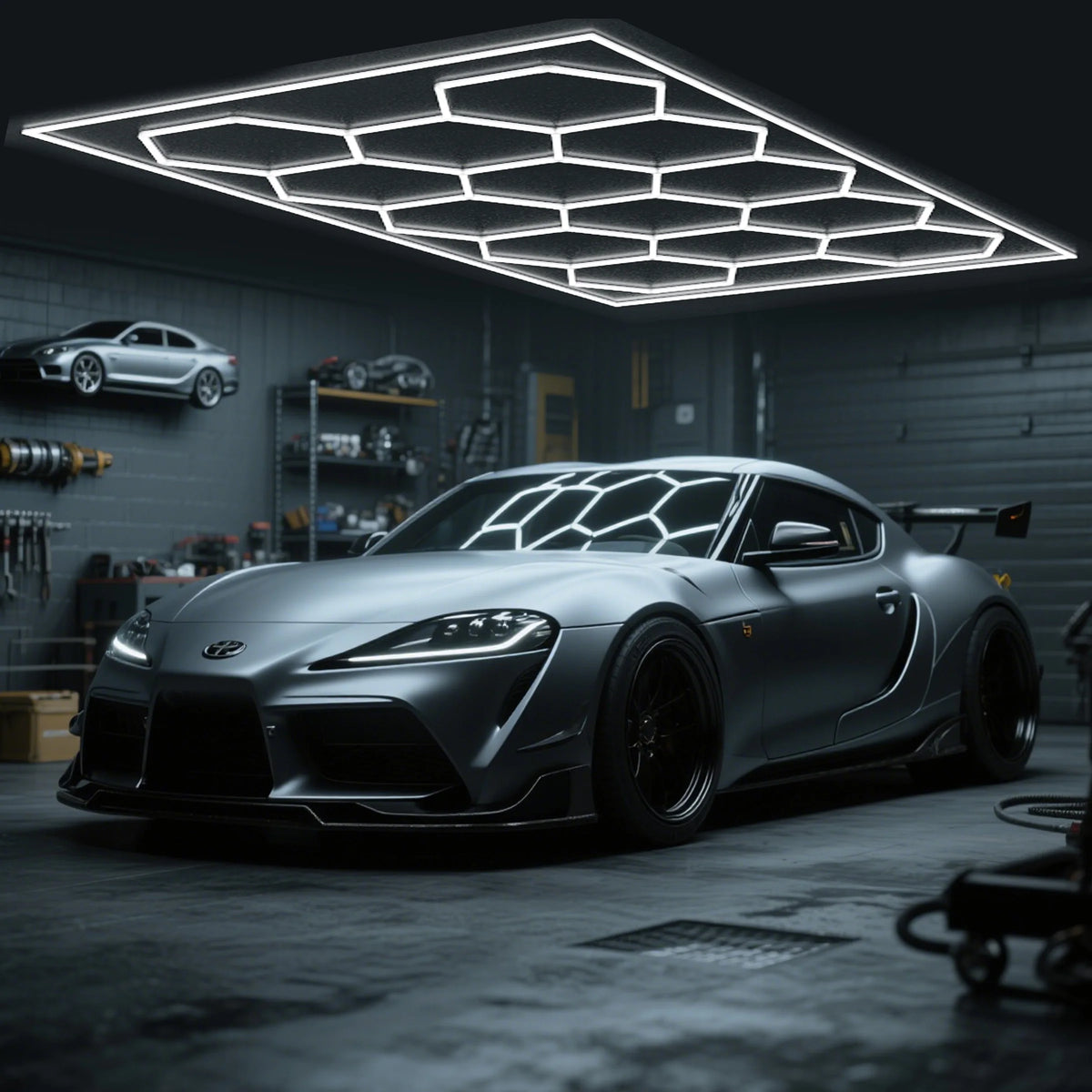 Hexagon LED Garage Light Honeycomb Ceiling Fixture for Auto Repair Shops