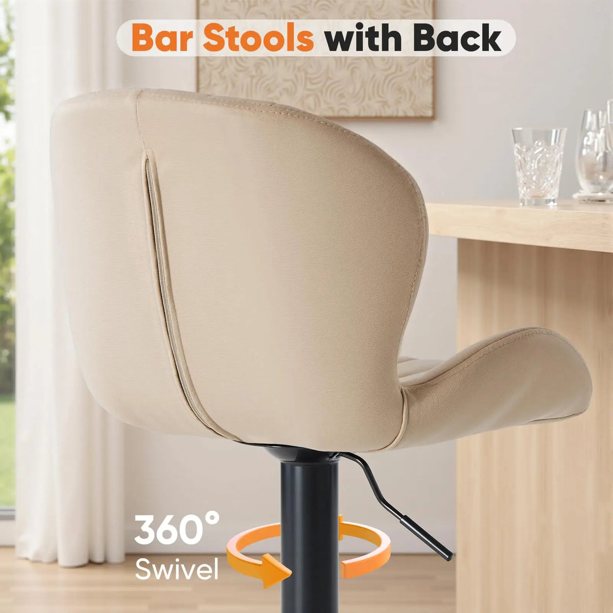 JHK Ergonomic Upholstered Dining Chairs for Kitchen Island