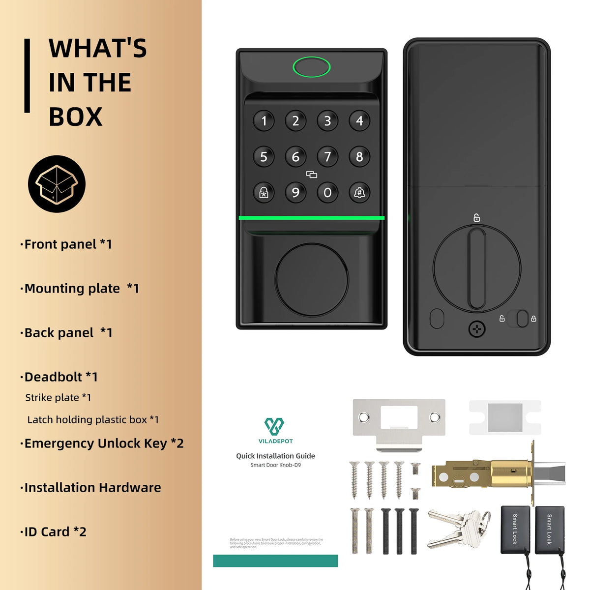 Viladepot Bluetooth Fingerprint Smart Door Lock With App And Keypad