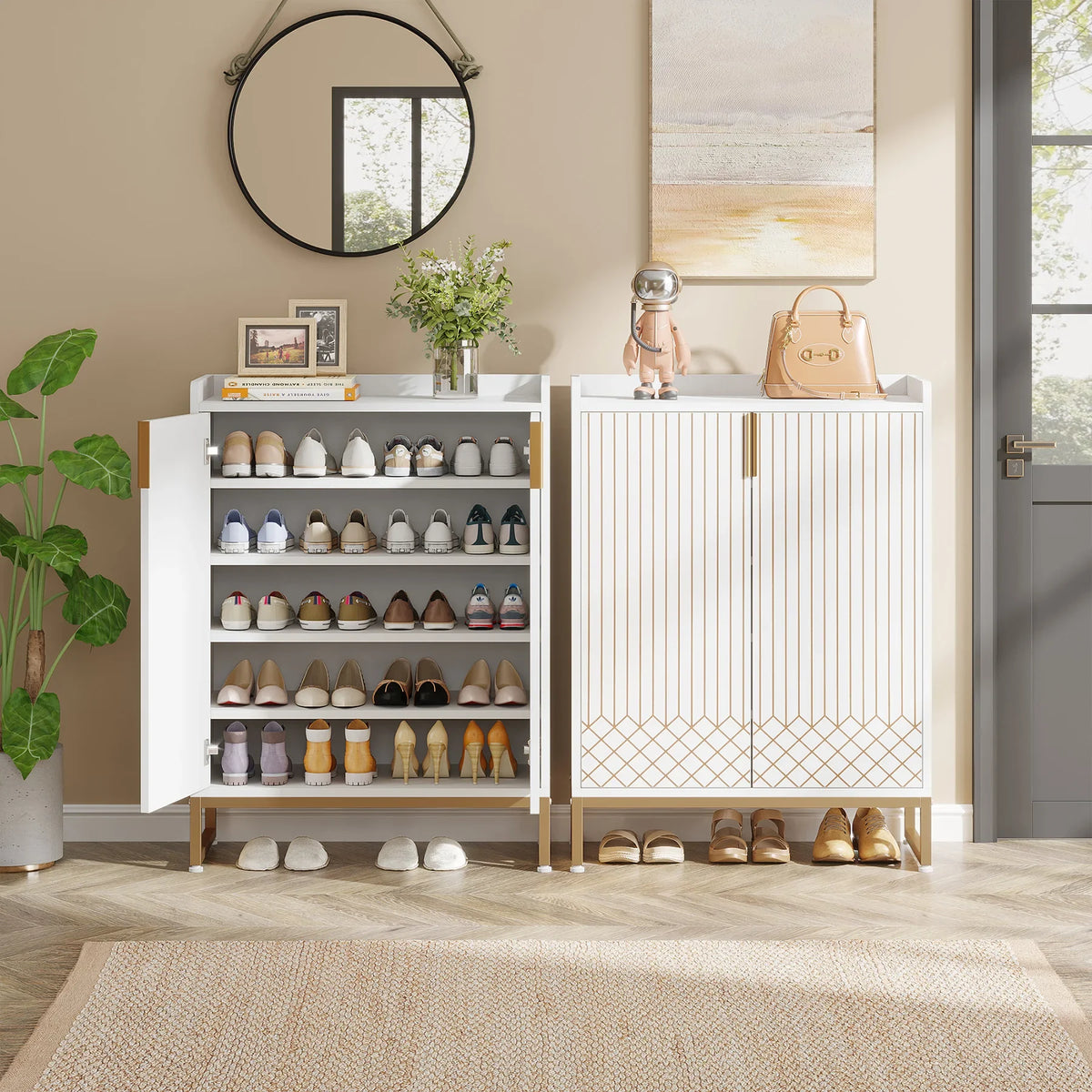 Tribesigns Five Tier Shoe Cabinet With Doors For Entryway Storage