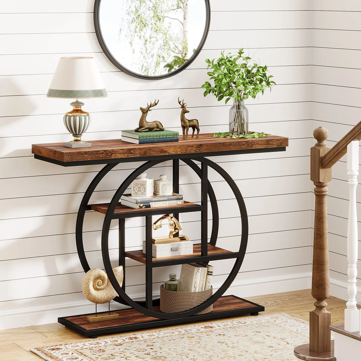 Tribesigns Four Tier Industrial Entryway Console Table With Storage