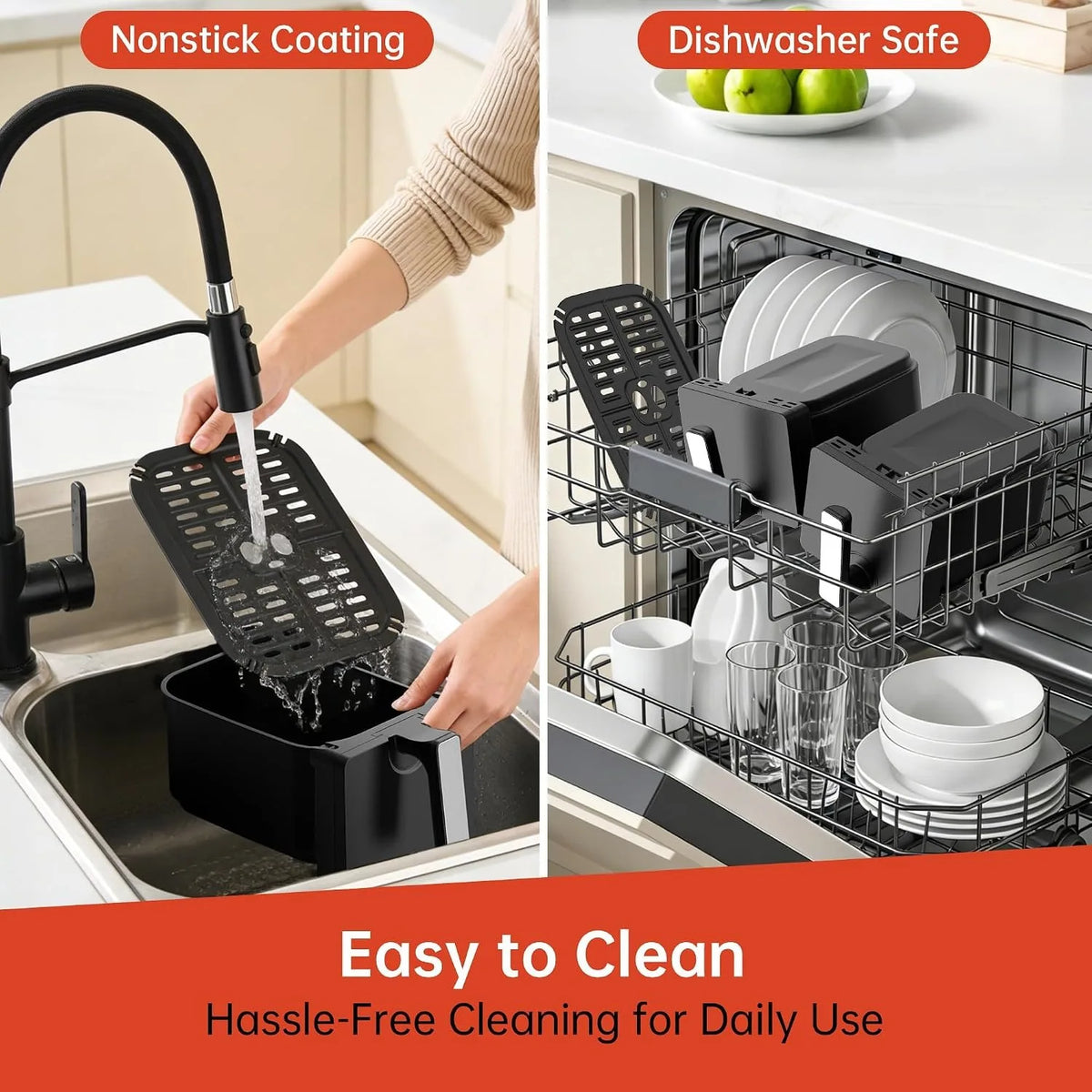 Deli Dual Basket Ceramic Air Fryer With Digital Smart Finish