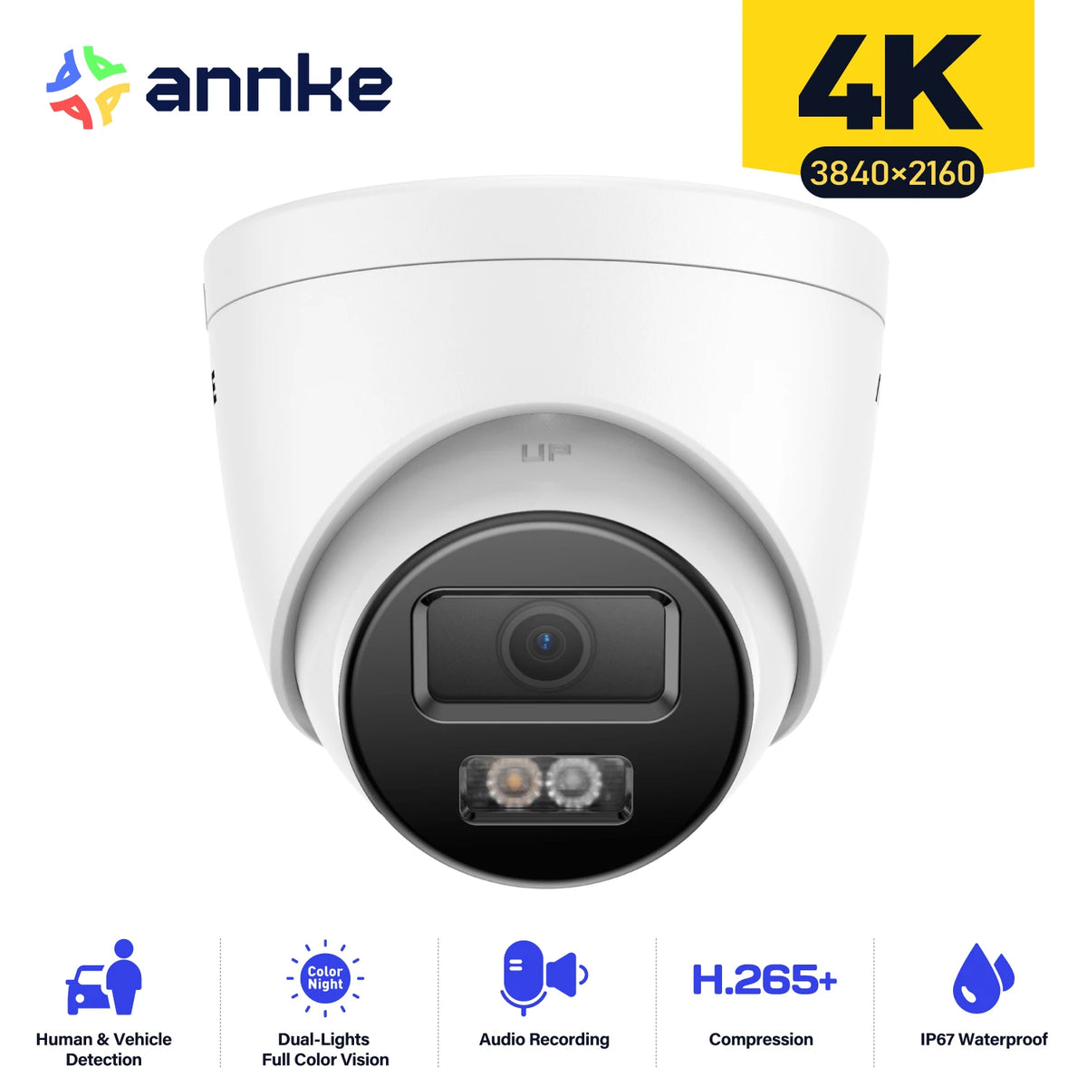ANNKE 8MP 4K PoE Security Camera Dual Light Audio Detection