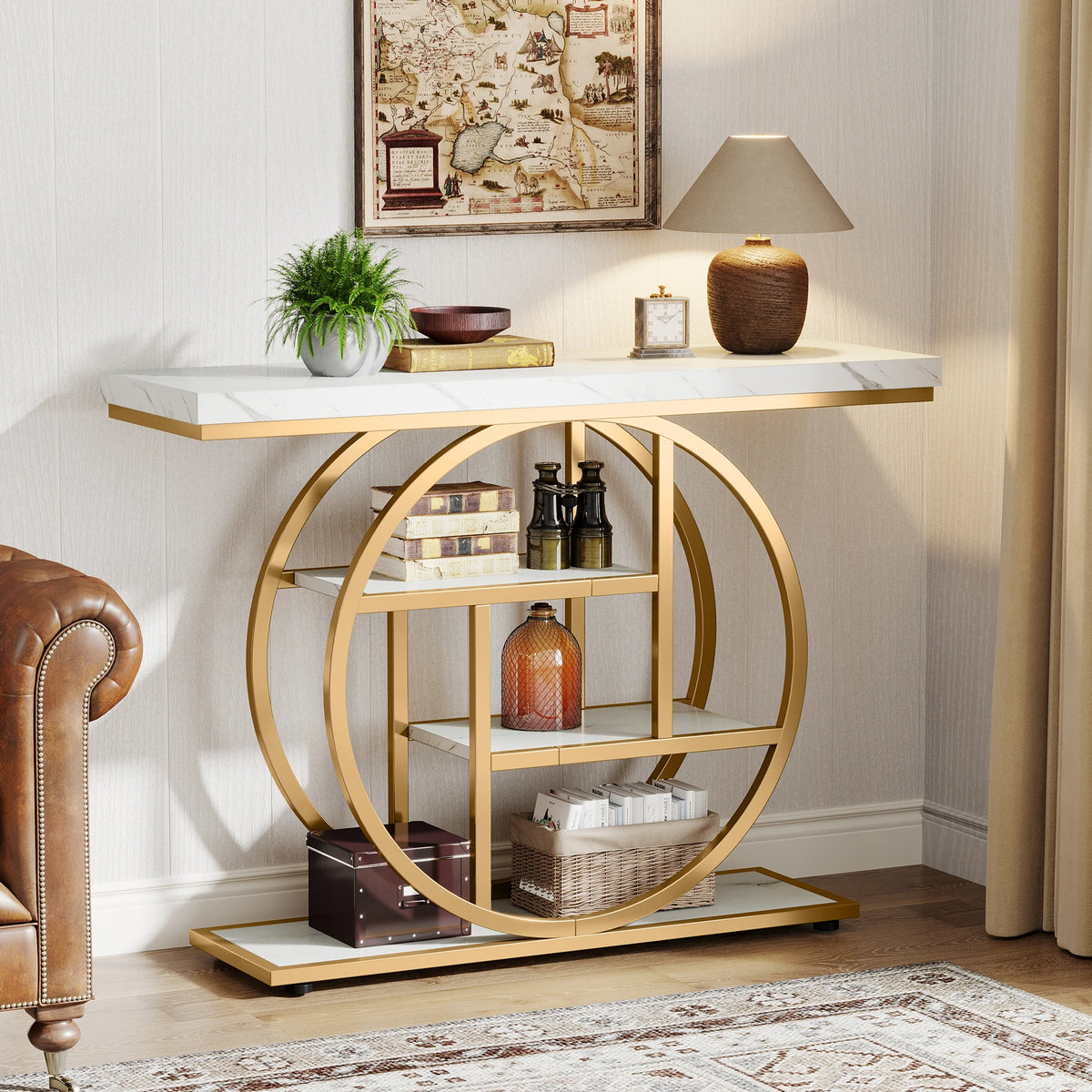 Tribesigns Four Tier Industrial Entryway Console Table With Storage