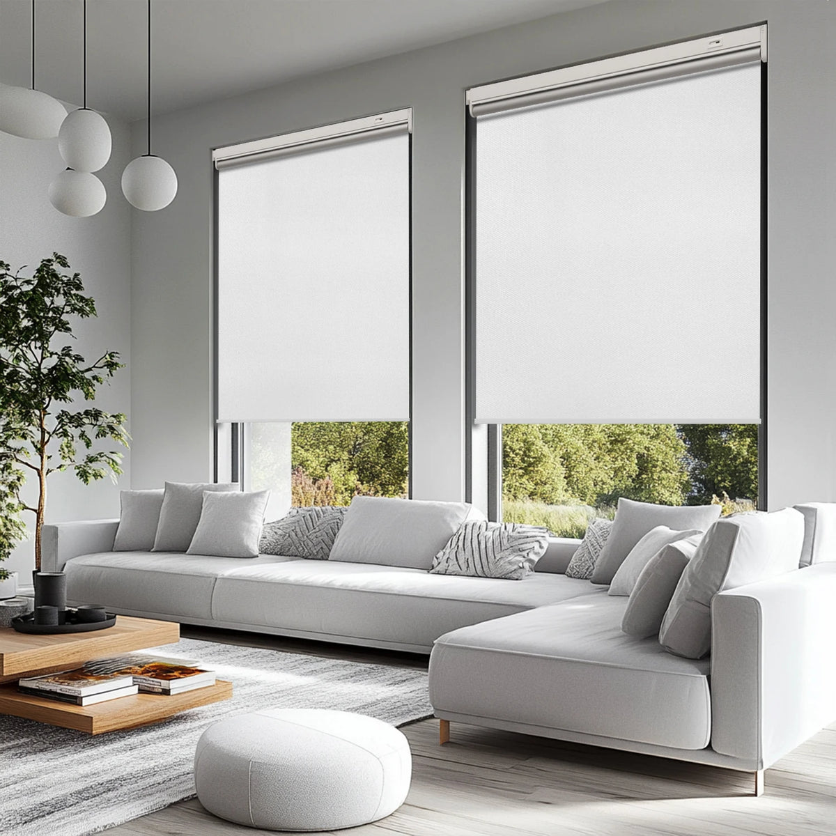 Smart Solar Powered Roller Blind With Remote Control No Drill