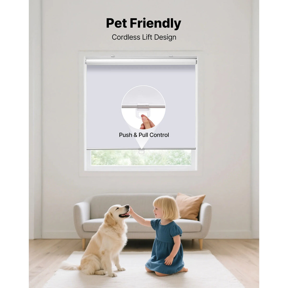 SucceBuy Cordless Blackout Roller Shades for Thermal Room Darkening