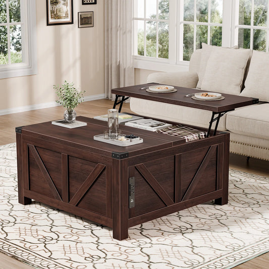 JHK Lift Top Coffee Table With Charging Station And Storage