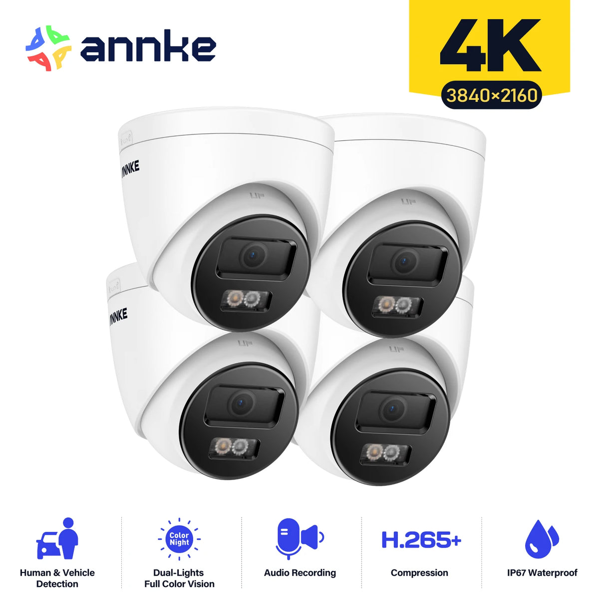 ANNKE 8MP 4K PoE Security Camera Dual Light Audio Detection