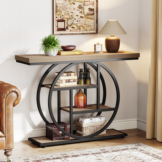 Tribesigns Four Tier Industrial Entryway Console Table With Storage