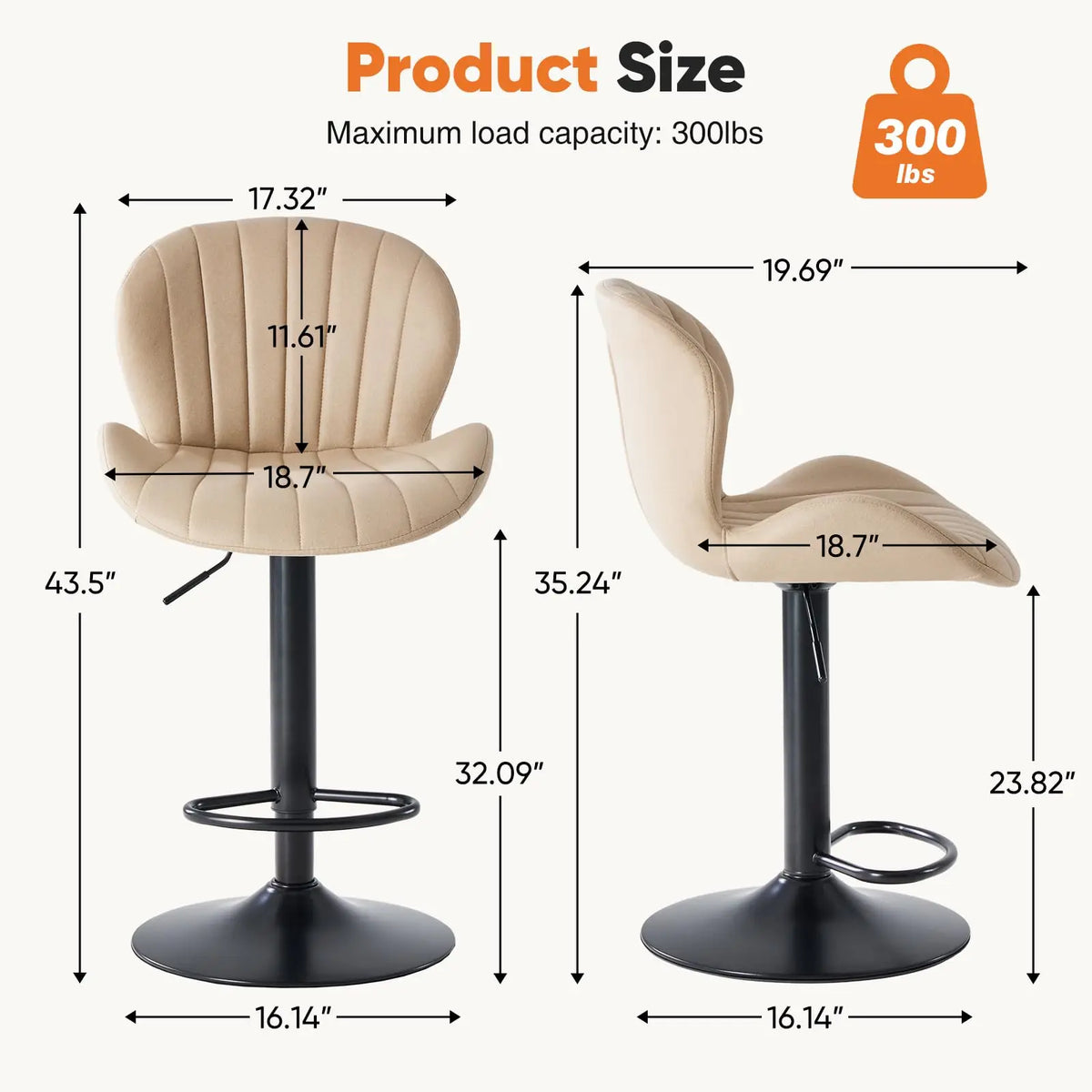JHK Ergonomic Upholstered Dining Chairs for Kitchen Island