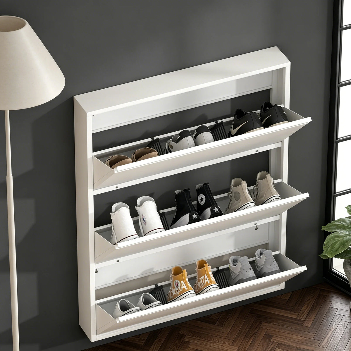 Lucypal Space Saving Flip Shoe Rack Cabinet With Top Shelf