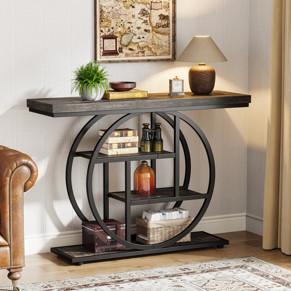 Tribesigns Four Tier Industrial Entryway Console Table With Storage
