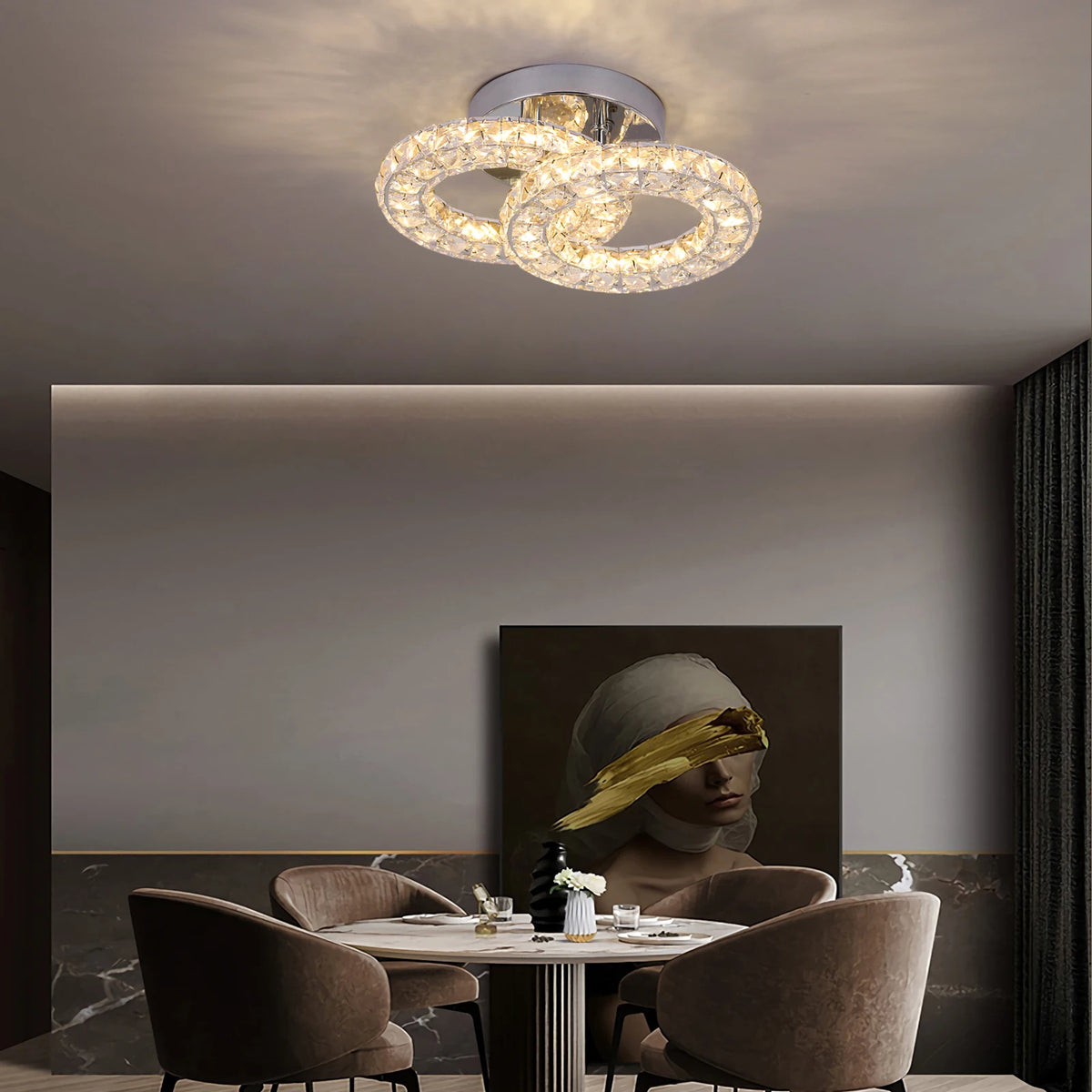 GreeLustr Modern Crystal LED Ceiling Chandelier for Home Lighting