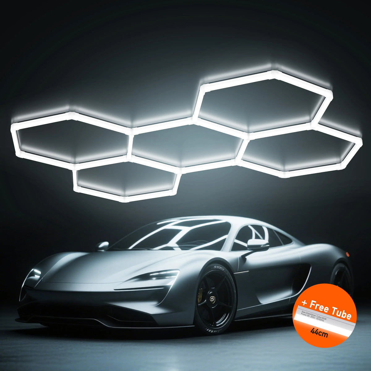 Hexagon LED Garage Light Honeycomb Ceiling Fixture for Auto Repair Shops