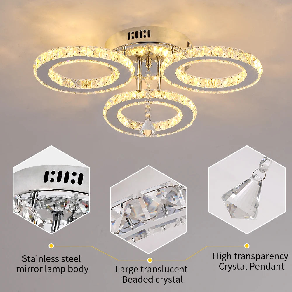 GreeLustr Crystal LED Ceiling Chandelier for Modern Home Lighting