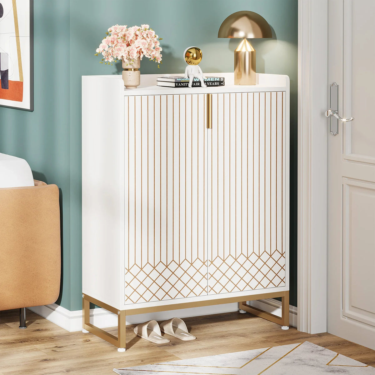 Tribesigns Five Tier Shoe Cabinet With Doors For Entryway Storage