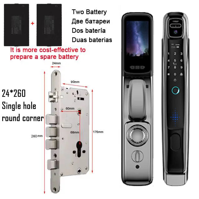 YKESDL WiFi Face Recognition Smart Door Lock With Video Intercom