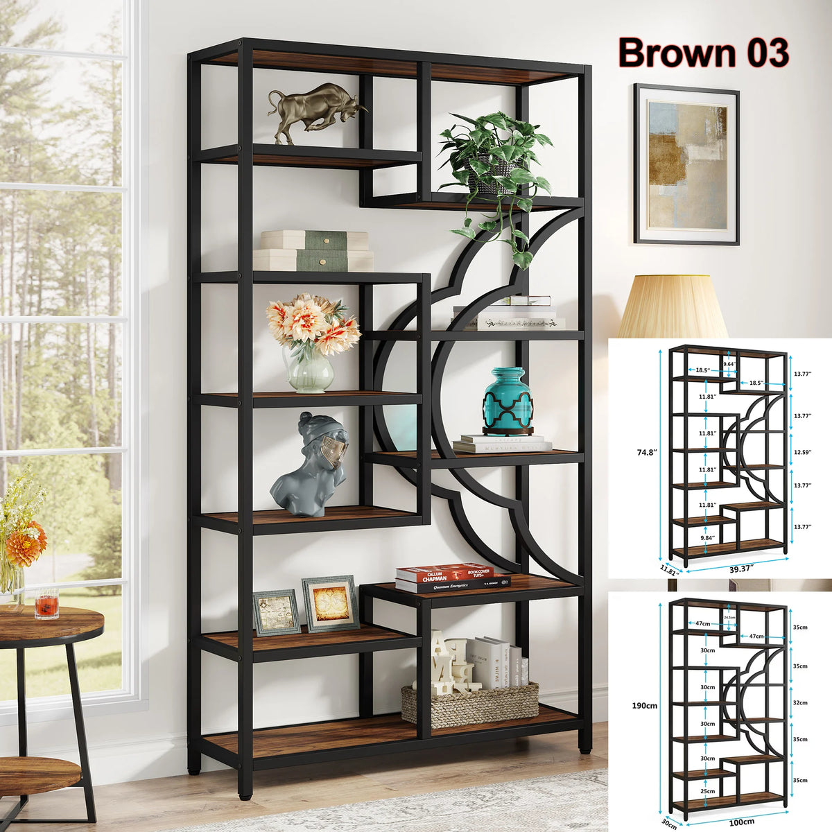 Tribesigns Industrial Etagere Bookshelf Display Shelf Storage Organizer