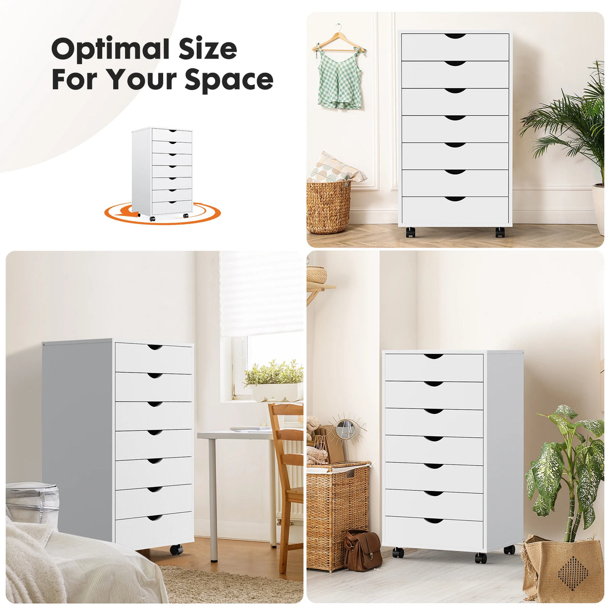 JHK 7 Drawer Mobile Storage Cabinet With Wheels For Home