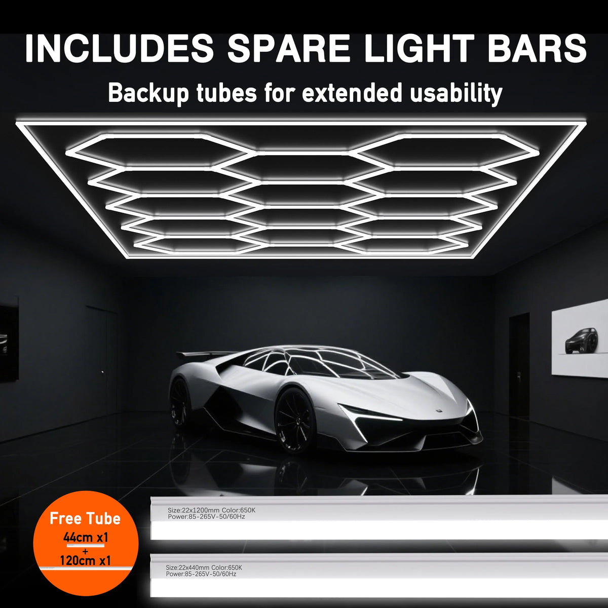 Hexagon LED Garage Light Honeycomb Ceiling Fixture for Auto Repair Shops