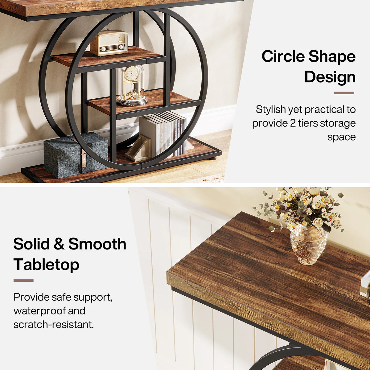 Tribesigns Four Tier Industrial Entryway Console Table With Storage