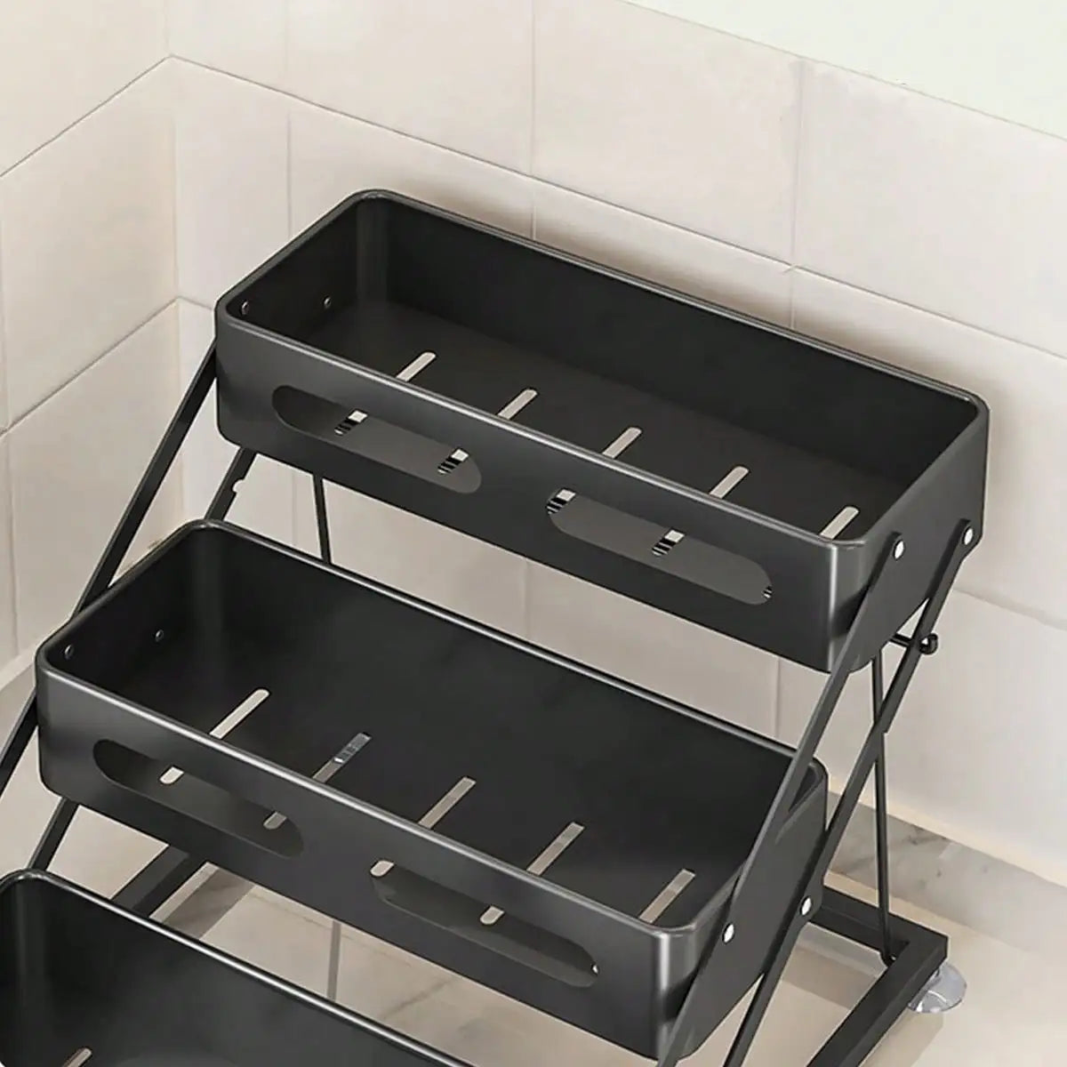 Foldable Metal Spice Rack Organizer With Protective Guardrails for Kitchen Storage