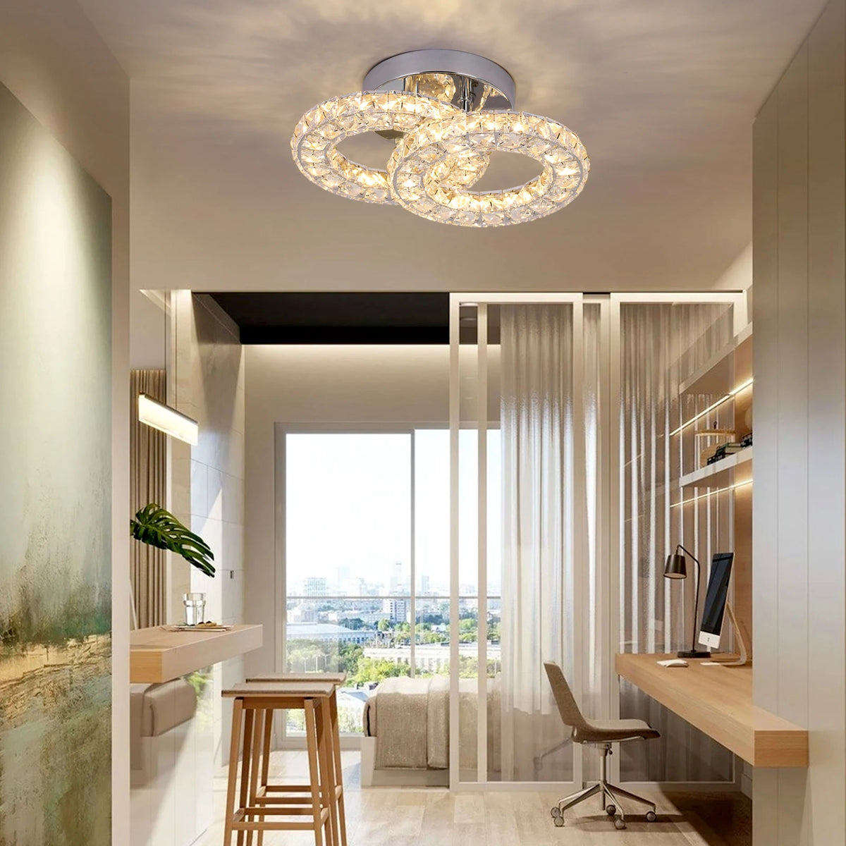 GreeLustr Modern Crystal LED Ceiling Chandelier for Home Lighting