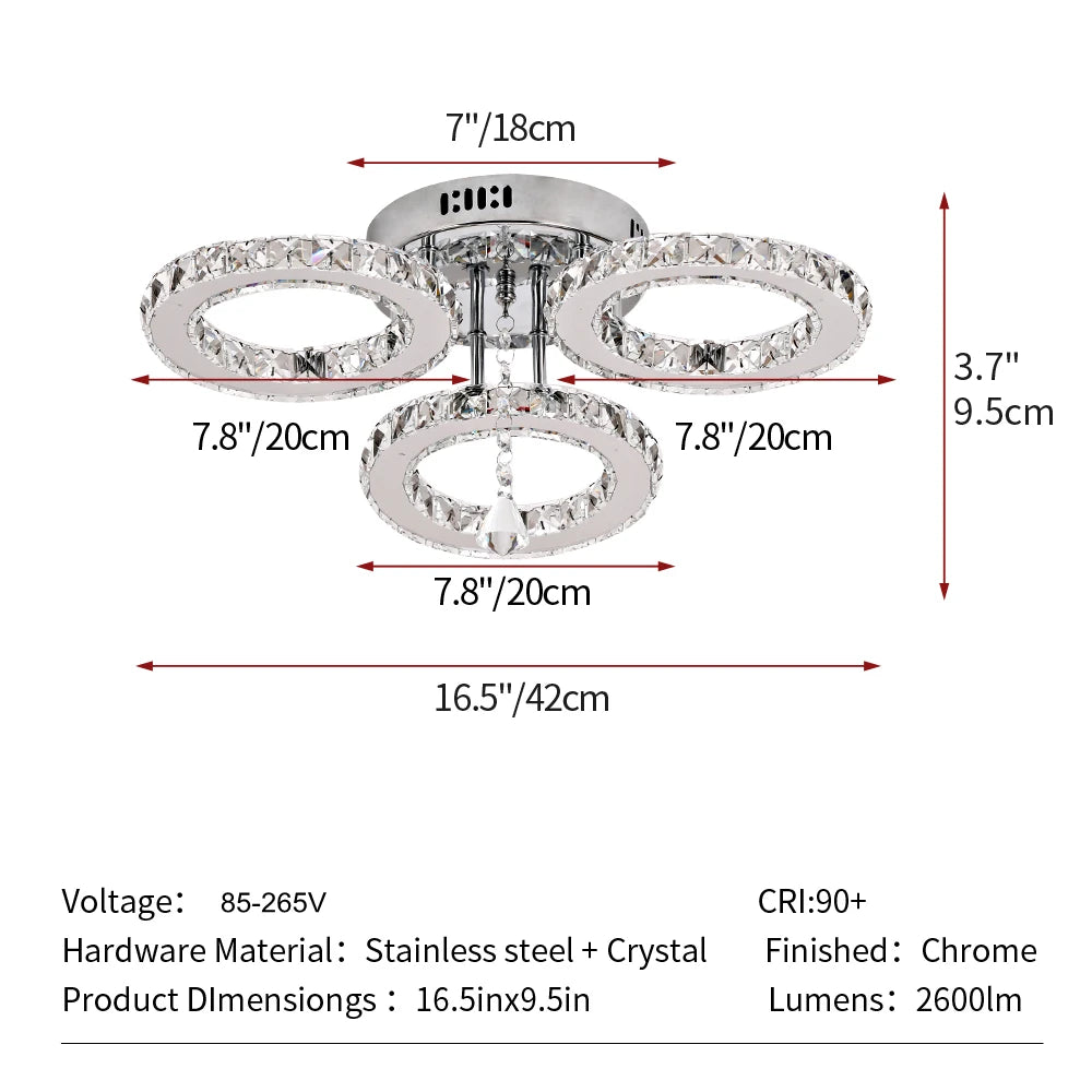 GreeLustr Crystal LED Ceiling Chandelier for Modern Home Lighting
