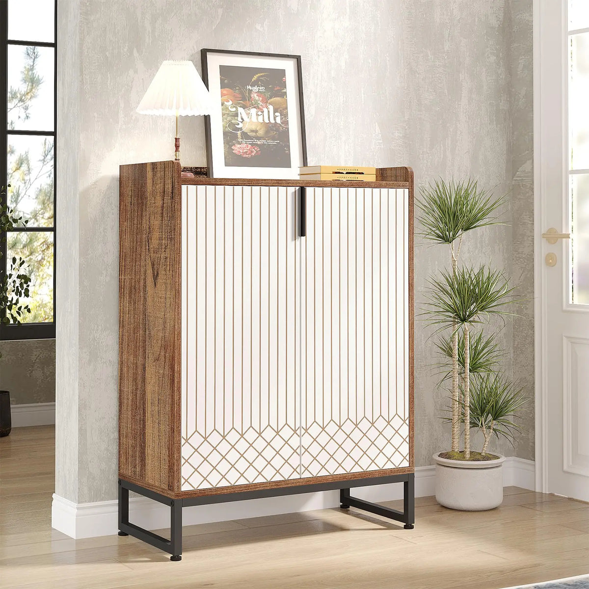 Tribesigns Five Tier Shoe Cabinet With Doors For Entryway Storage