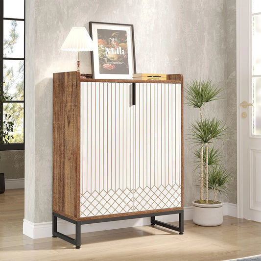 Tribesigns Five Tier Shoe Cabinet With Doors For Entryway Storage
