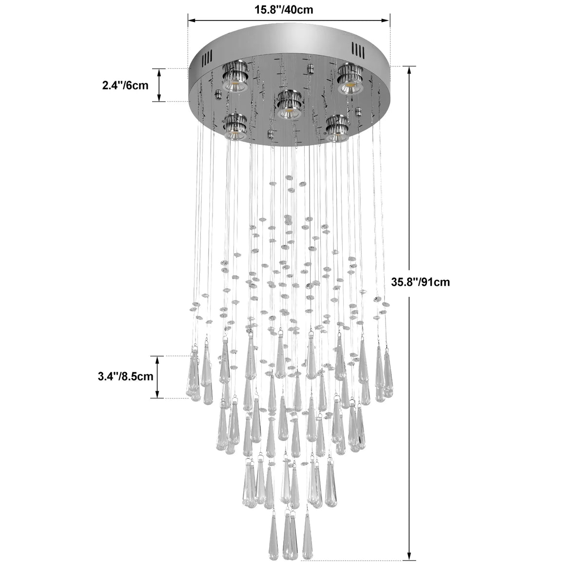 GreeLustr Crystal Ceiling Chandelier Pendant Light Fixture for Home Decor