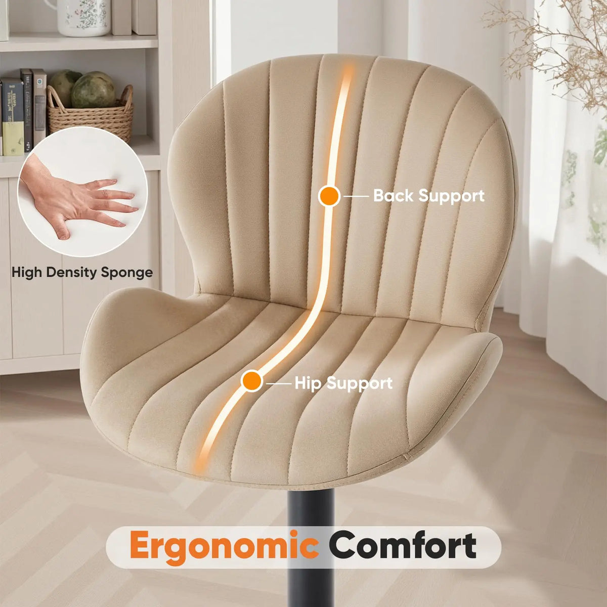 JHK Ergonomic Upholstered Dining Chairs for Kitchen Island