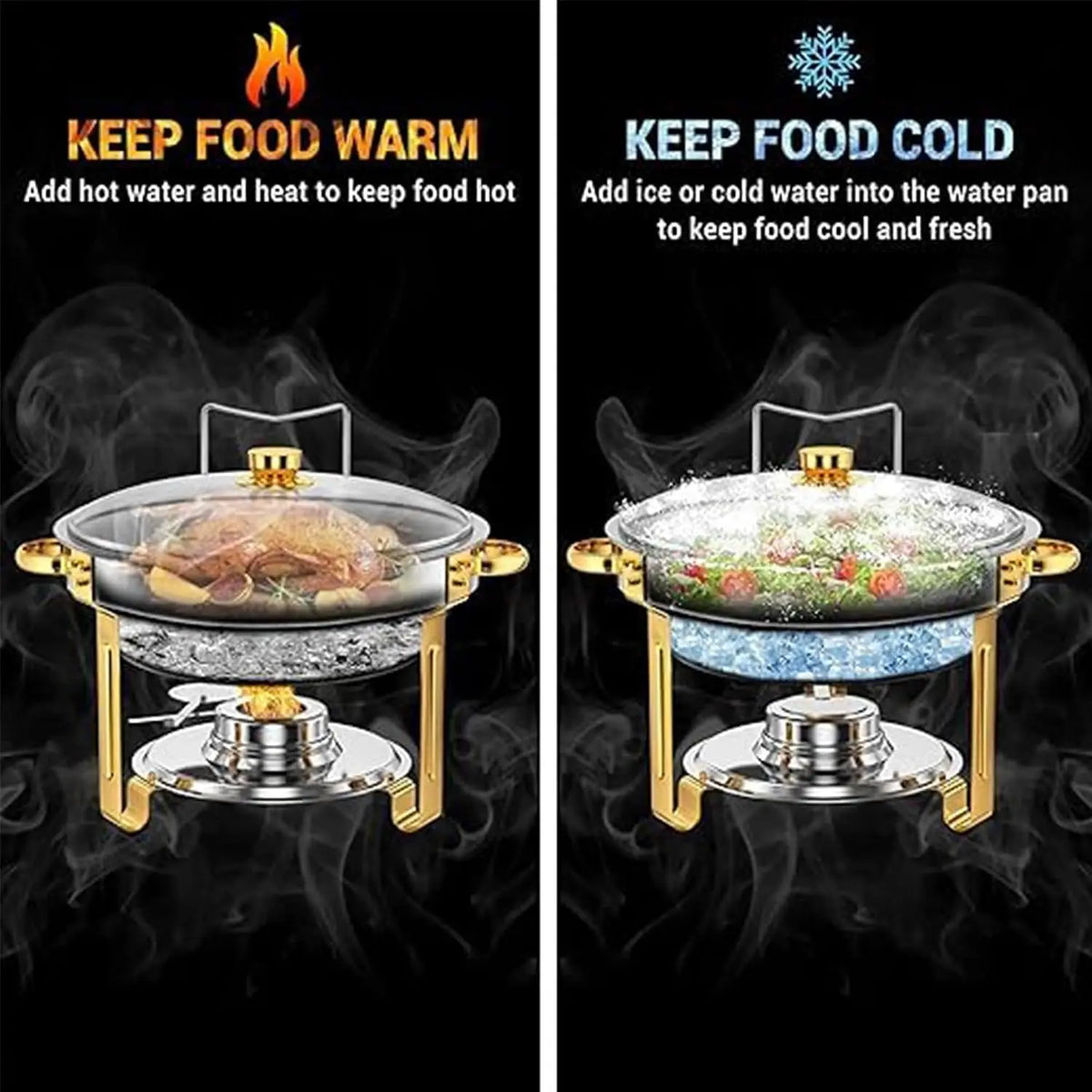 Garvee Stainless Steel Buffet Chafing Dish Warmer Set Glass Lids