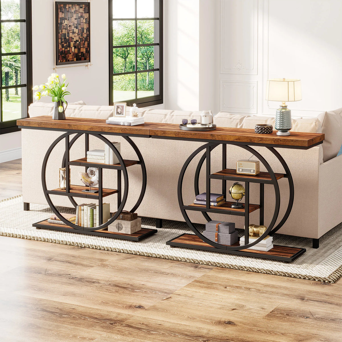 Tribesigns Four Tier Industrial Entryway Console Table With Storage