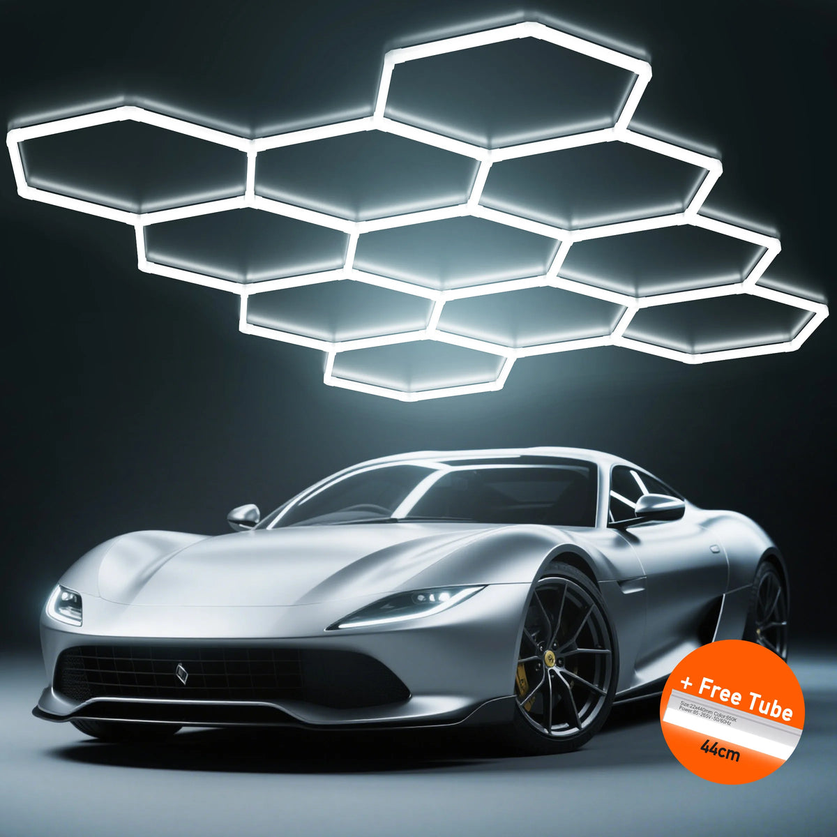 Hexagon LED Garage Light Honeycomb Ceiling Fixture for Auto Repair Shops