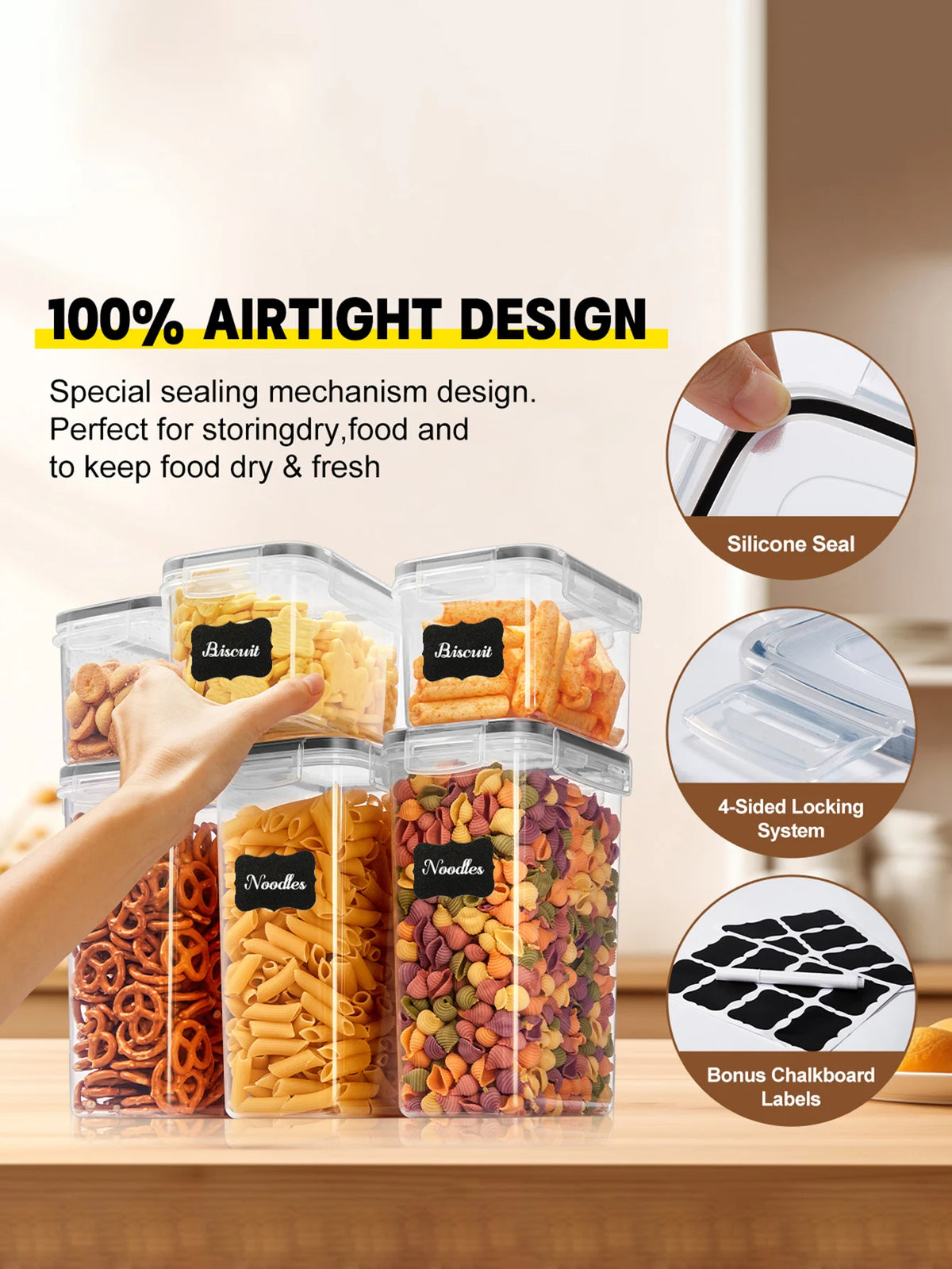 Airtight Food Storage Containers With Lids For Pantry Organization
