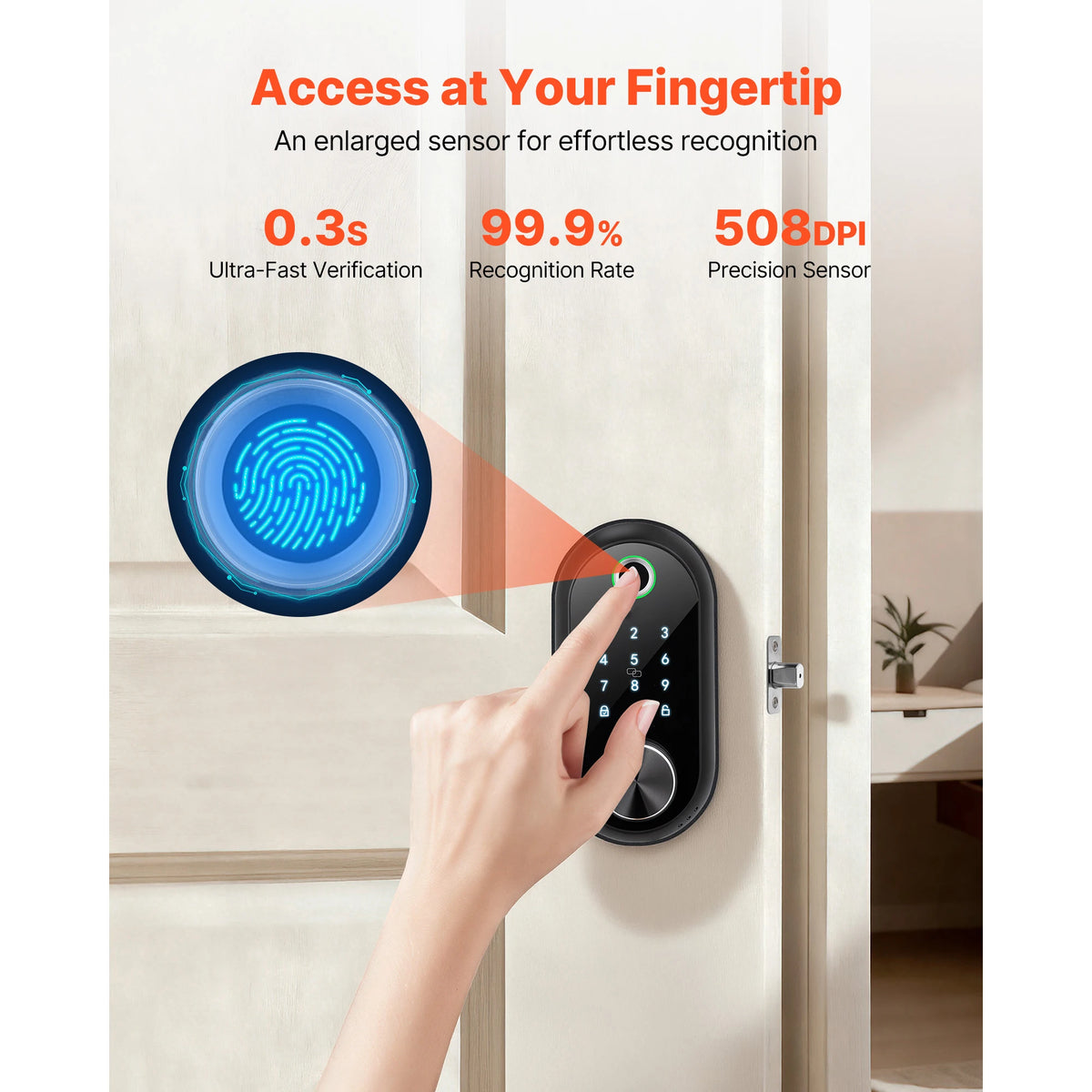 SucceBuy Biometric Fingerprint Door Lock With Touchscreen Deadbolt